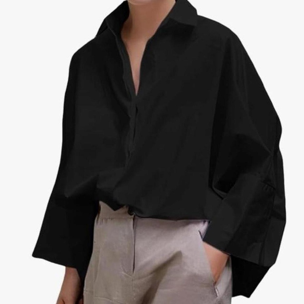 UOOZEE Womens Button Down Shirt Casual 3/4 Sleeve Loose Fit Collared Work Blouse